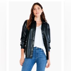 Nic+Zoe Black Faux Leather‎ Snap button Top Size small NWT long sleeve